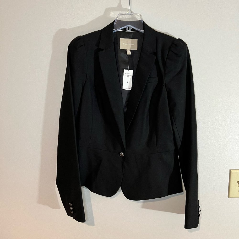Banana Republic/Peplum Blazer Jacket/Black/12 Tall/NWT